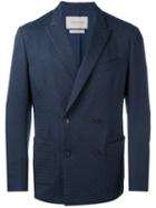 Double Breasted Blazer - Men - Cotton/polyester/polyurethane/cupro - 38, Blue, Cotton/polyester/polyurethane/cupro, Casely-hayford