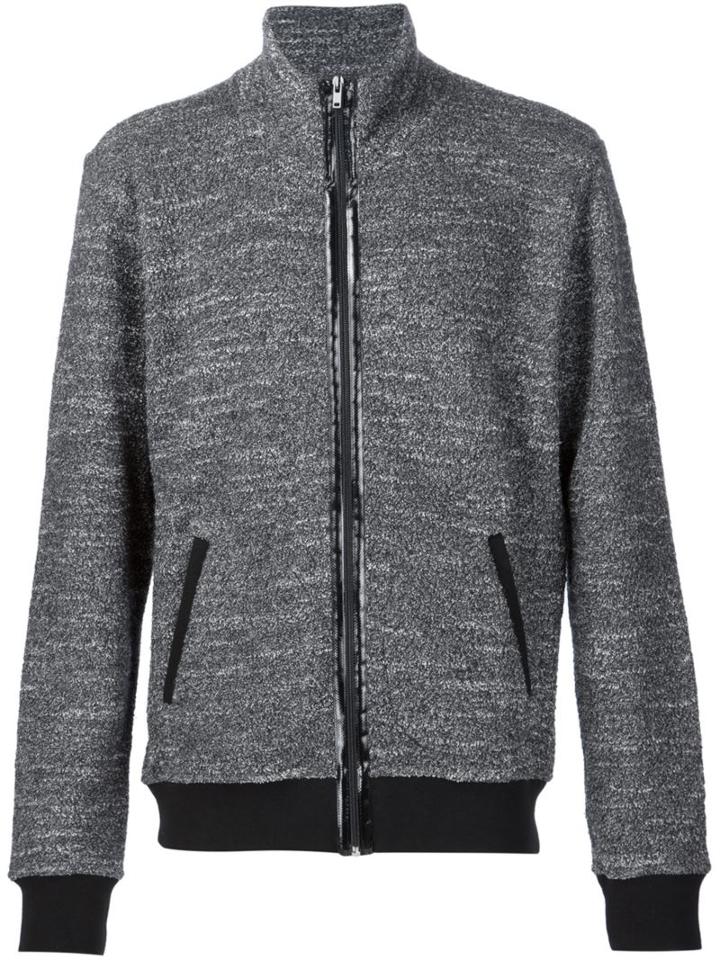Maison Margiela Textured Zip Up Jacket, Men's, Size: 48, Grey, Cotton/polyamide/polyester/wool