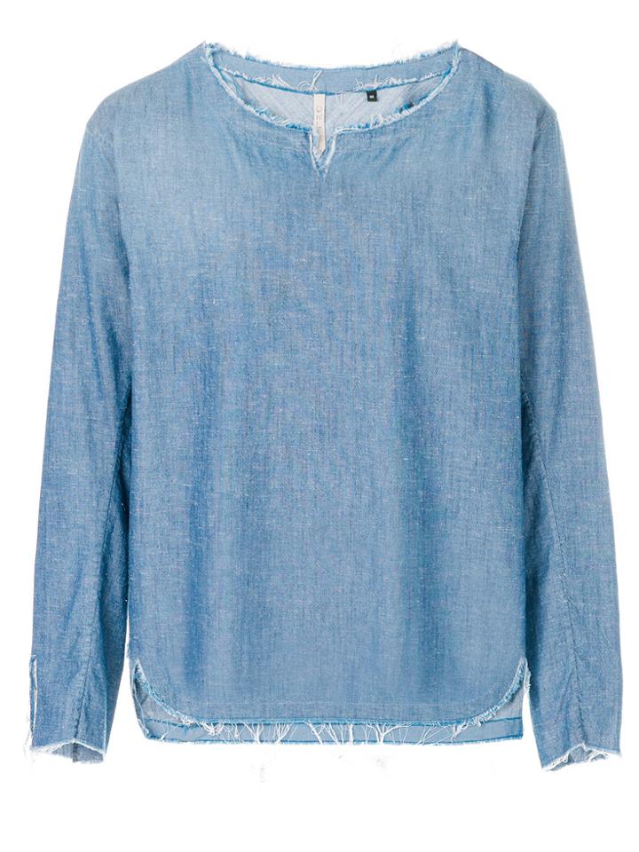 Dnl Raw Hem Denim Shirt - Blue