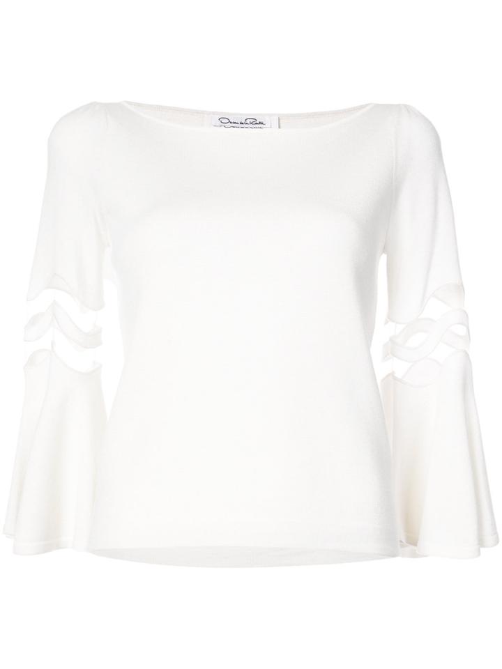 Oscar De La Renta Flutter-sleeve Jumper - White