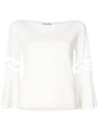 Oscar De La Renta Flutter-sleeve Jumper - White