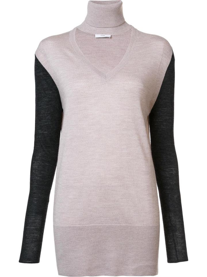 Tome V-neck Turtleneck Jumper - Blue
