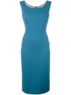 Dolce & Gabbana Fitted Midi Dress, Women's, Size: 44, Blue, Virgin Wool/spandex/elastane/silk