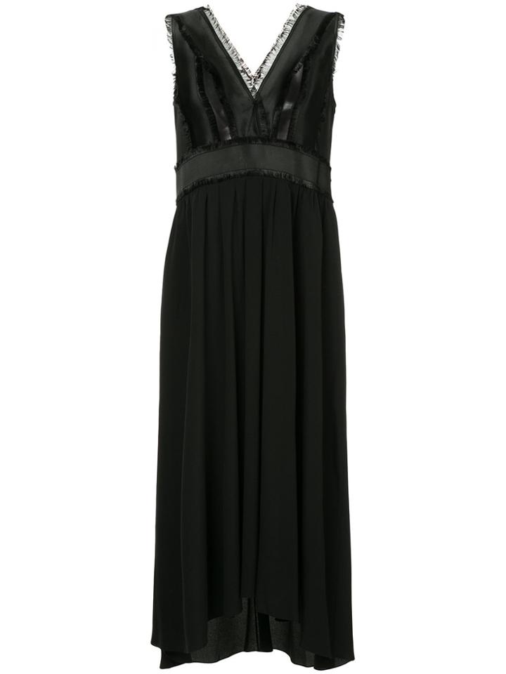 Jil Sander Navy Fringe-trimmed Pleated Midi Dress - Black