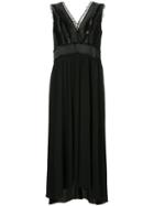 Jil Sander Navy Fringe-trimmed Pleated Midi Dress - Black