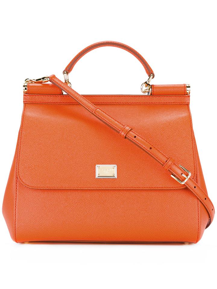Dolce & Gabbana Large Sicily Tote, Women's, Orange, Calf Leather