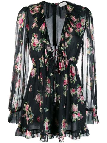 Zimmermann Honour Floral Playsuit - Black