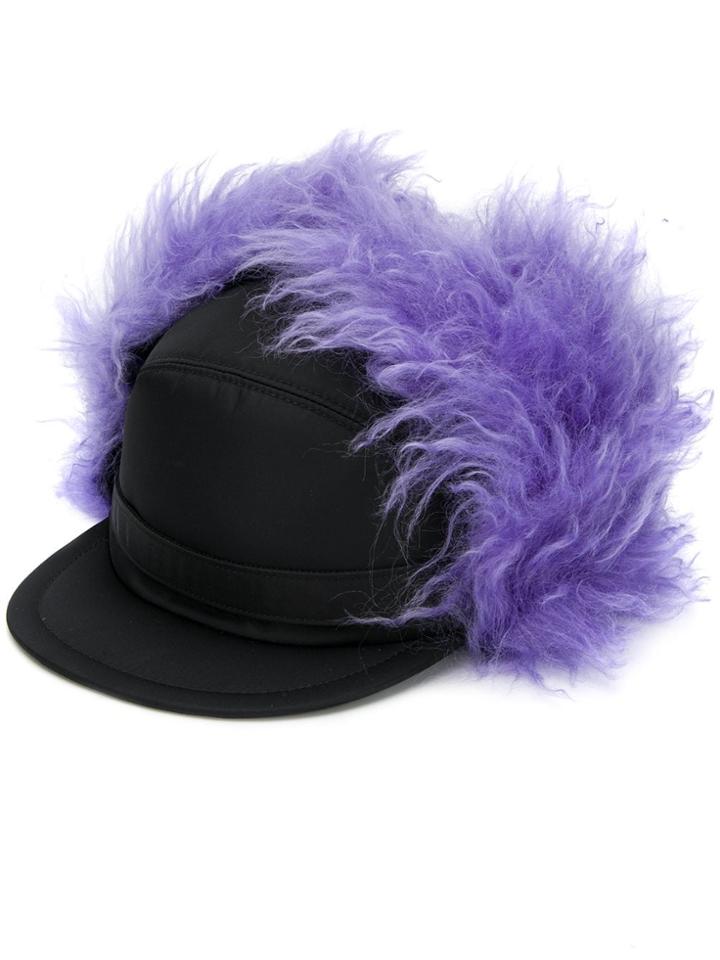 Prada Textured Details Trapper Hat - Black