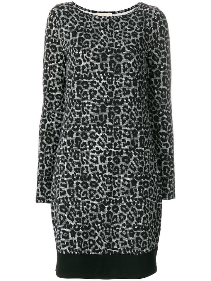 Michael Michael Kors Leopard And Houndstooth Printed Dress - Black
