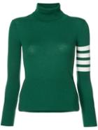 Thom Browne - Striped Sleeve Polo Top - Women - Cashmere - 36, Green, Cashmere