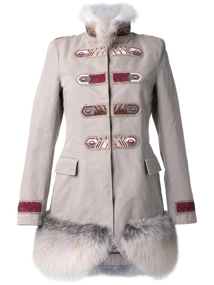 Ermanno Scervino Fur Trim Coat, Women's, Size: 42, Brown, Cotton
