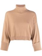 P.a.r.o.s.h. Roll-neck Cropped Sweater - Brown