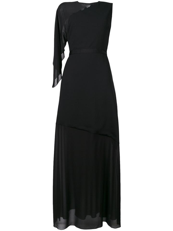 Lanvin Chiffon Cape-sleeve Gown - Black