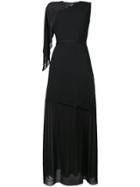 Lanvin Chiffon Cape-sleeve Gown - Black