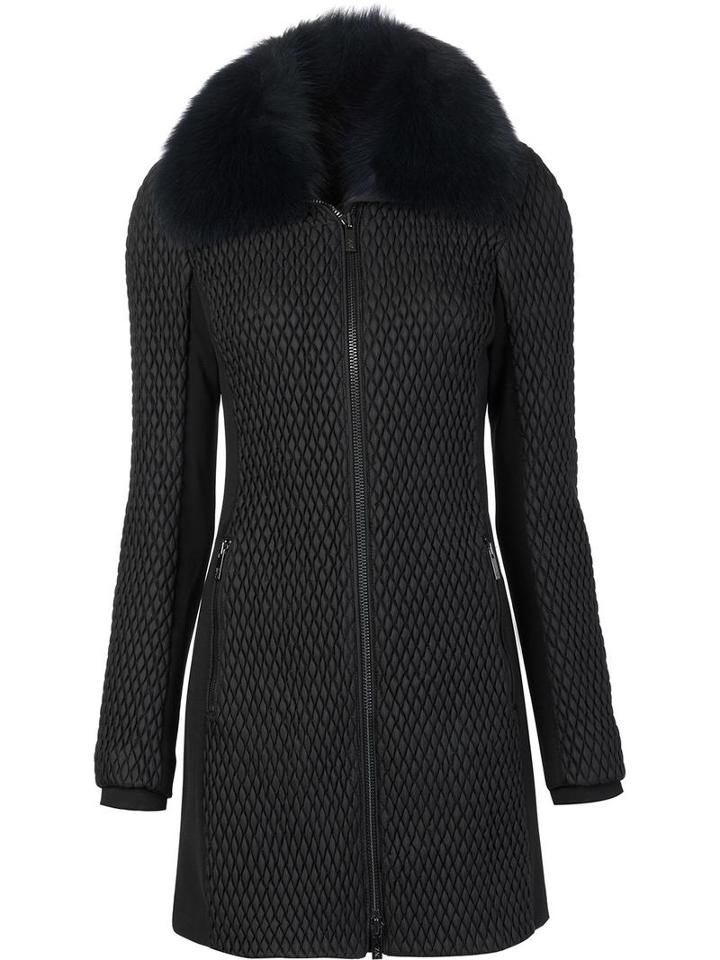Zac Zac Posen 'rose' Padded Coat, Women's, Size: Medium, Black, Fox Fur/polyester