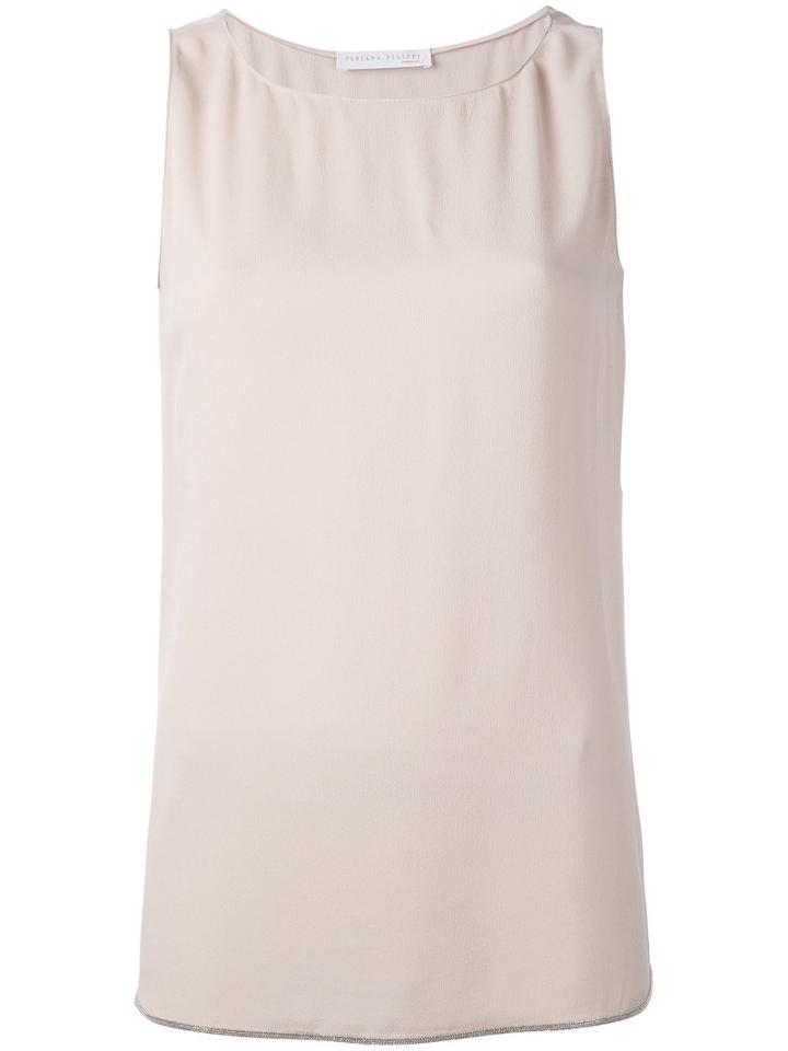 Fabiana Filippi - Boat Neck Tank Top - Women - Silk/acetate - 42, Nude/neutrals, Silk/acetate