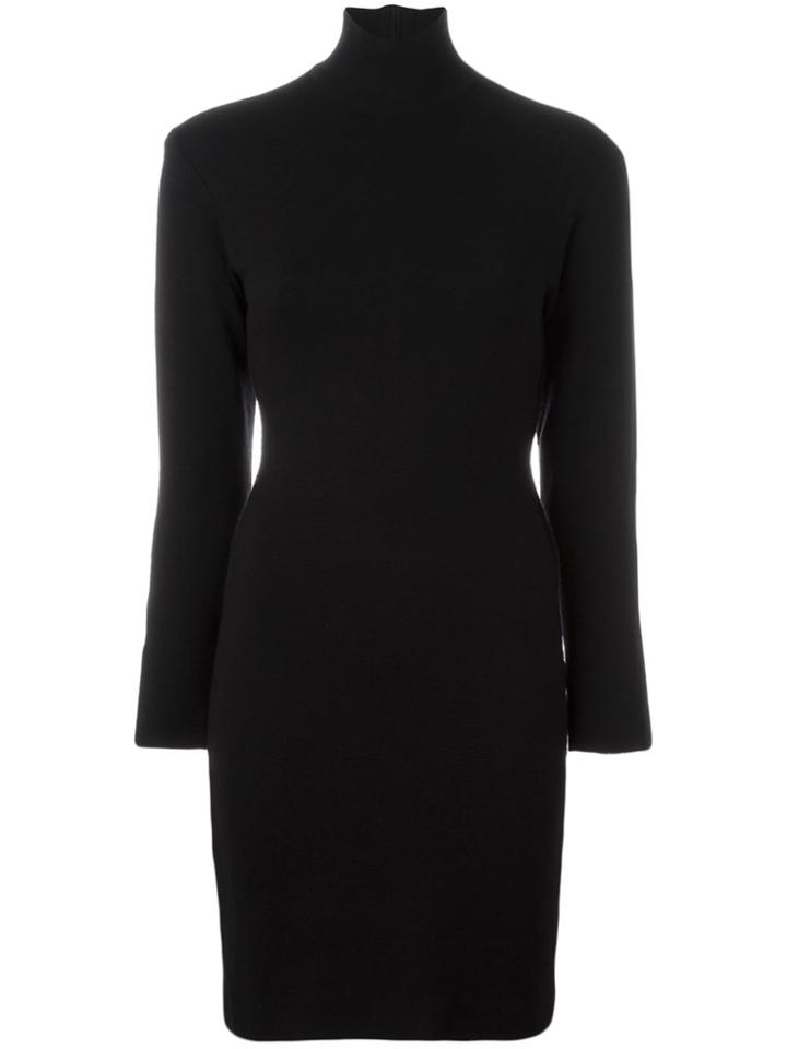 Gianfranco Ferre Vintage Fitted Turtleneck Knit Dress - Black