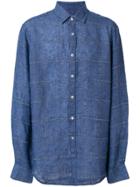 Canali Button Up Denim Shirt - Blue