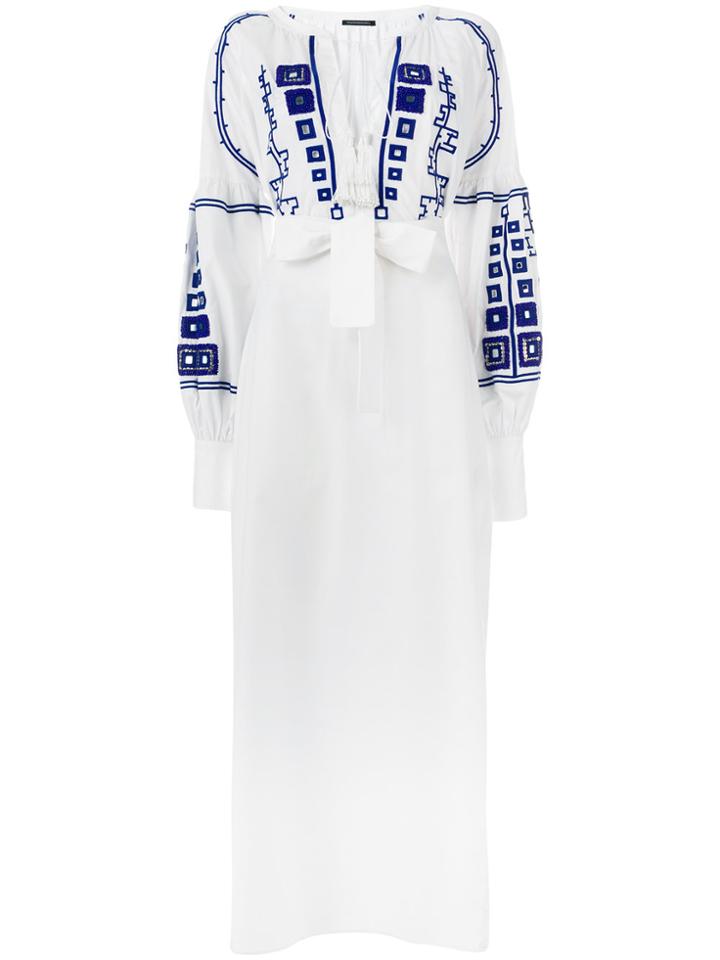 Wandering Long Embroidered Dress - White