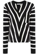 Chloé - Striped Knitted Sweater - Women - Cotton - L, Black, Cotton