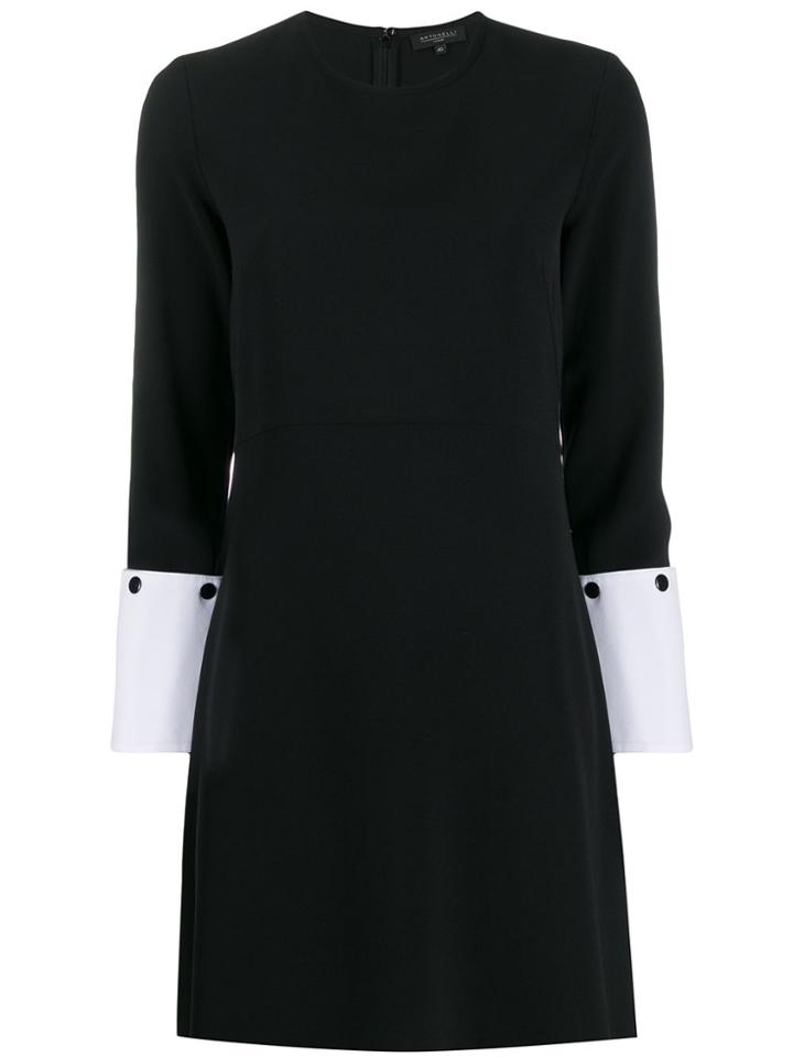 Antonelli Contrast Cuffs Midi Dress - Black