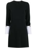 Antonelli Contrast Cuffs Midi Dress - Black