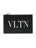Valentino Val Pouch Large W White Vltn Logo - Black