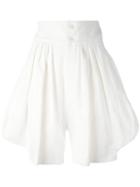 Chloé - Flared Shorts - Women - Cotton/linen/flax - 38, White, Cotton/linen/flax