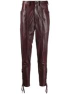 Isabel Marant Leather Biker Trousers - Red