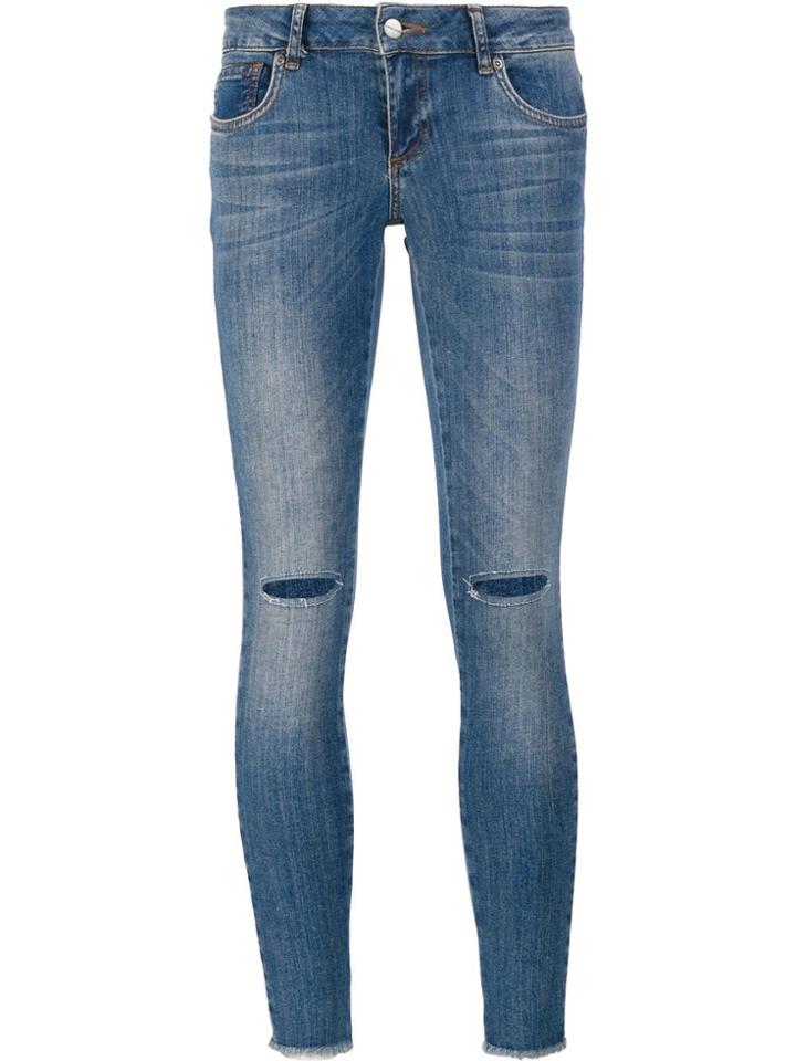 Anine Bing Ripped Skinny Jeans - Blue