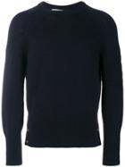 Thom Browne 4-bar Button-back Merino Pullover - Blue