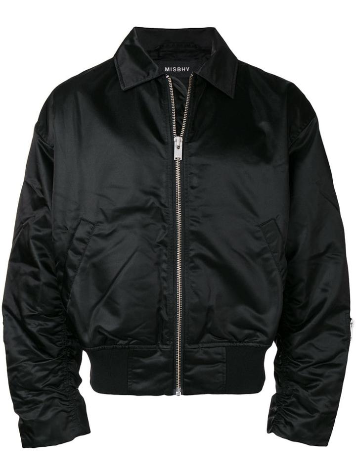 Misbhv Classic Collar Satin Bomber Jacket - Black