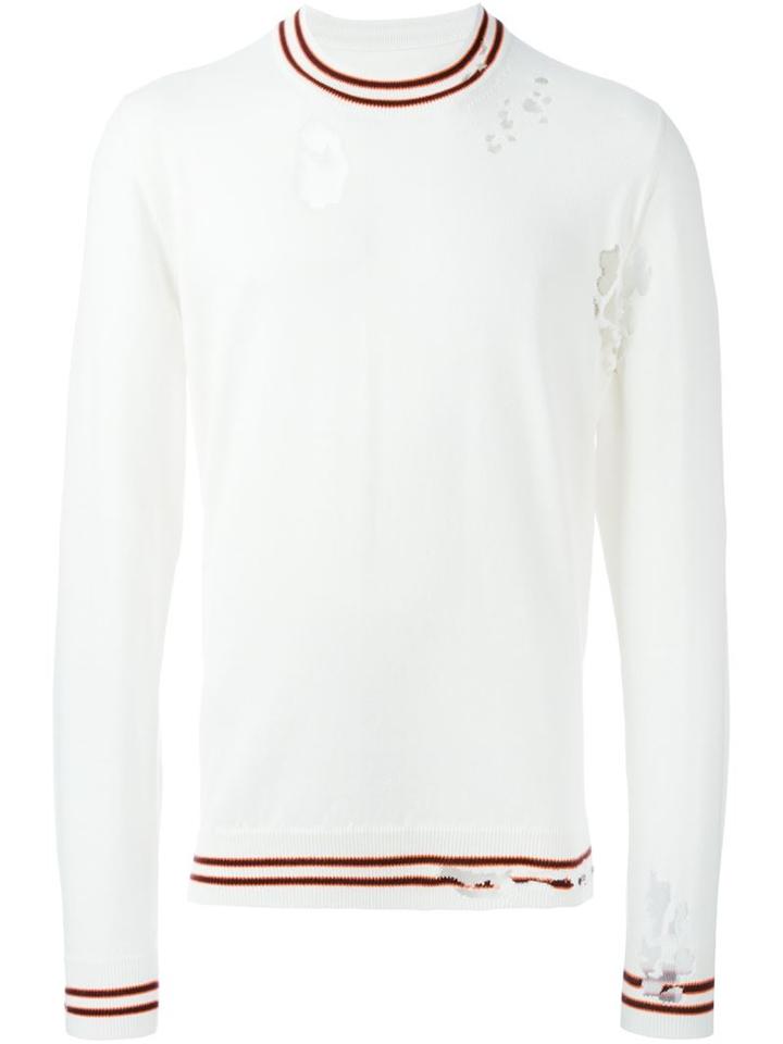 Maison Margiela Distressed Jumper, Men's, Size: Xl, White, Cotton/polyamide