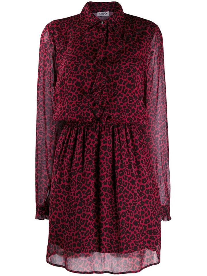 Liu Jo Leopard Print Shirt Dress - Red