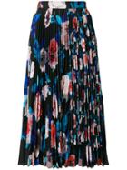 Msgm Pleated Floral Skirt - Black