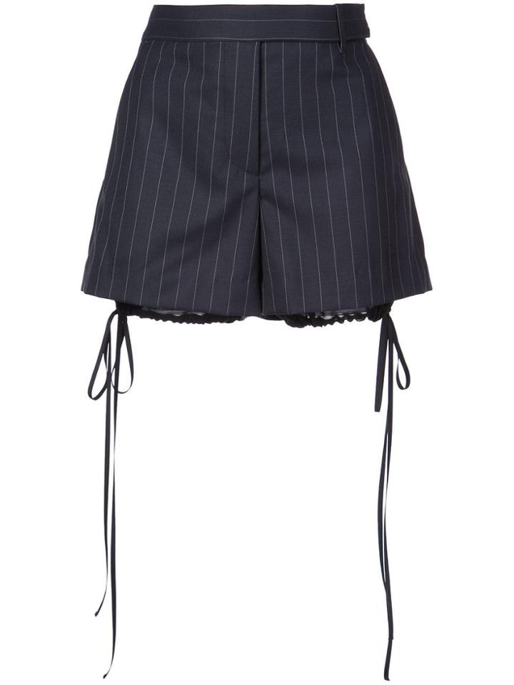 Vera Wang Striped Bloomer Detail Shorts - Blue