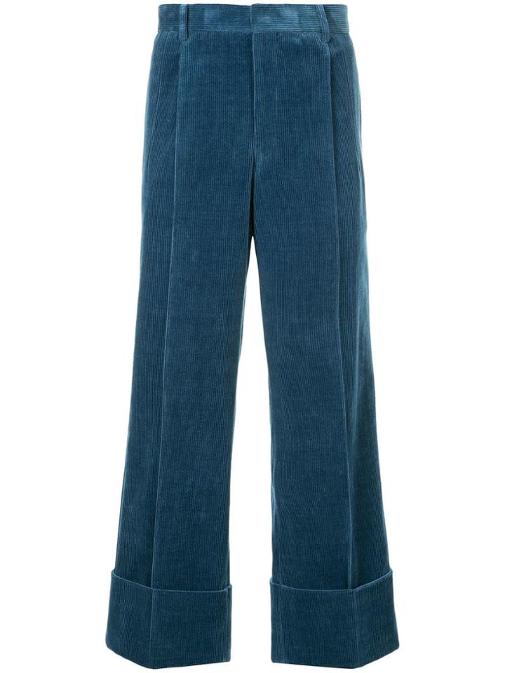 Wooyoungmi Wide Leg Corduroy Trousers - Blue