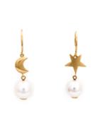 Marie Helene De Taillac 22kt Gold Moon And Pearl Earrings - White