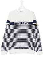 Stone Island Junior Teen Striped Sweatshirt - White