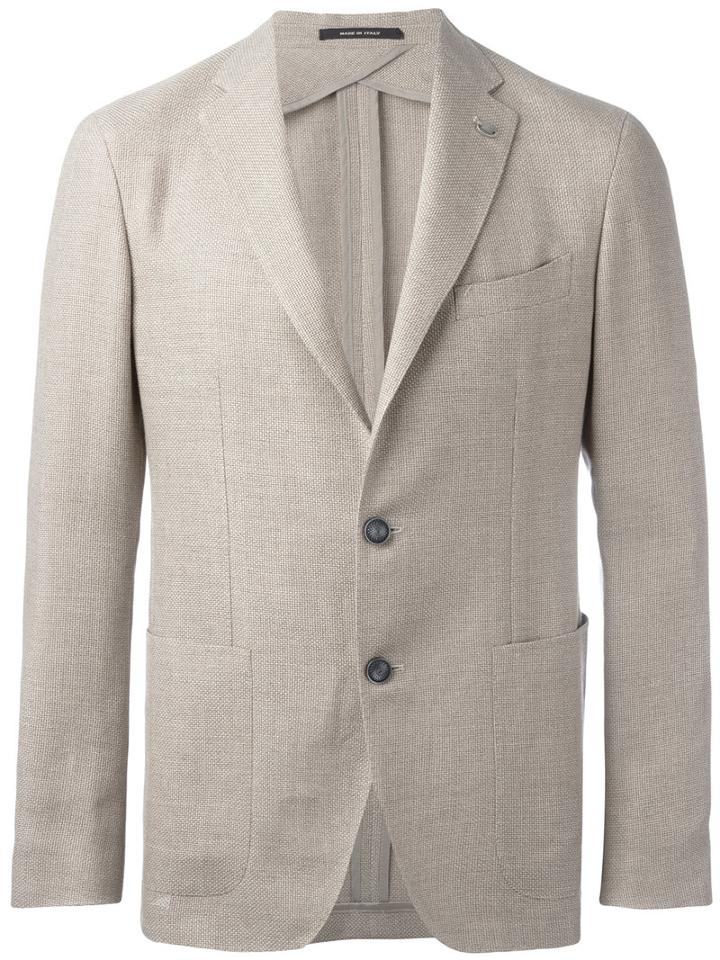 Single Breasted Blazer - Men - Linen/flax/virgin Wool/cupro - 54, Nude/neutrals, Linen/flax/virgin Wool/cupro, Tagliatore