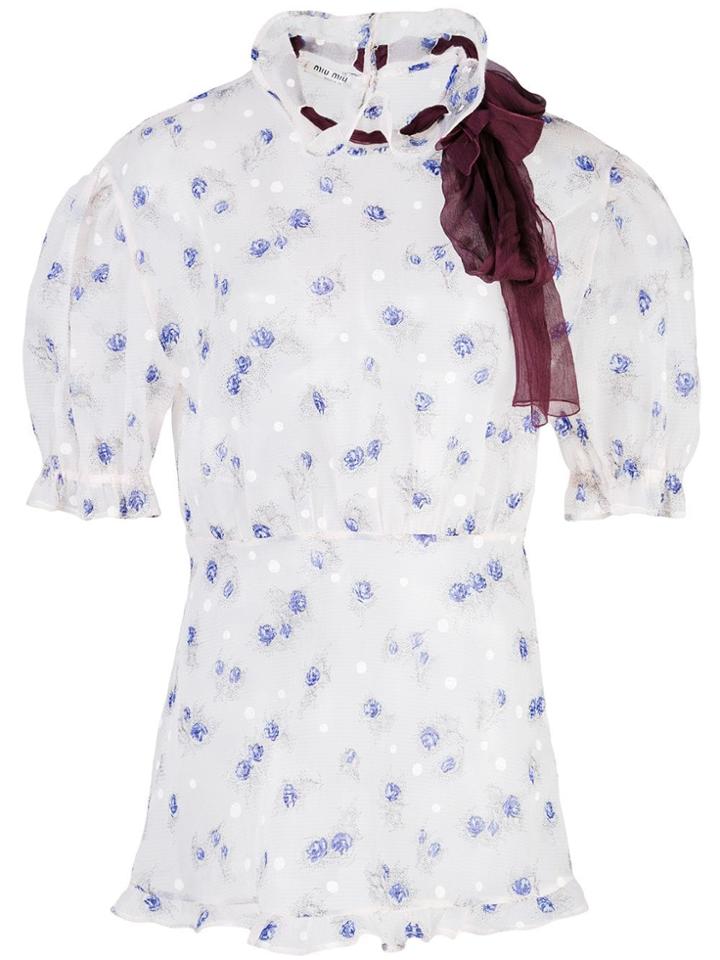 Miu Miu Ruffled Sheer Blouse - Pink