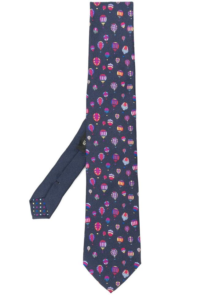 Etro Hot Air Balloon Embroidered Tie - Blue