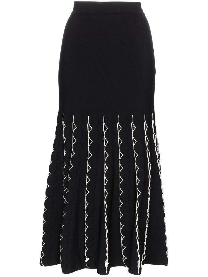 Alexander Mcqueen High Waist Fitted Flared Cutout Skirt - Black