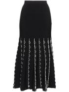 Alexander Mcqueen High Waist Fitted Flared Cutout Skirt - Black