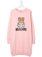 Moschino Kids Teen Teddy Bear Sweatshirt Dress - Pink