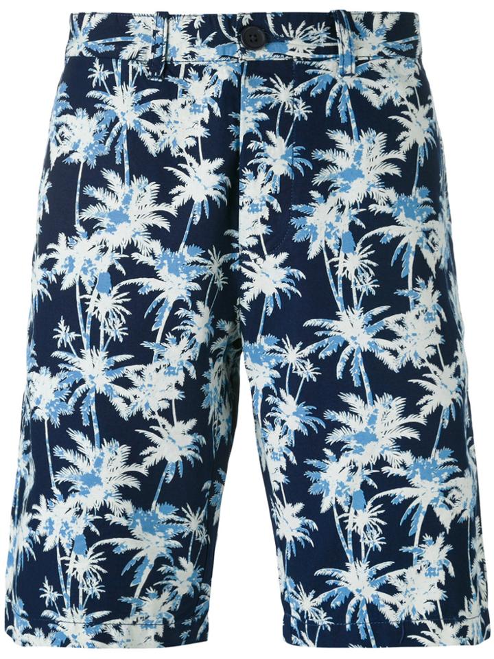 Edwin Palm Tree Print Shorts - Blue