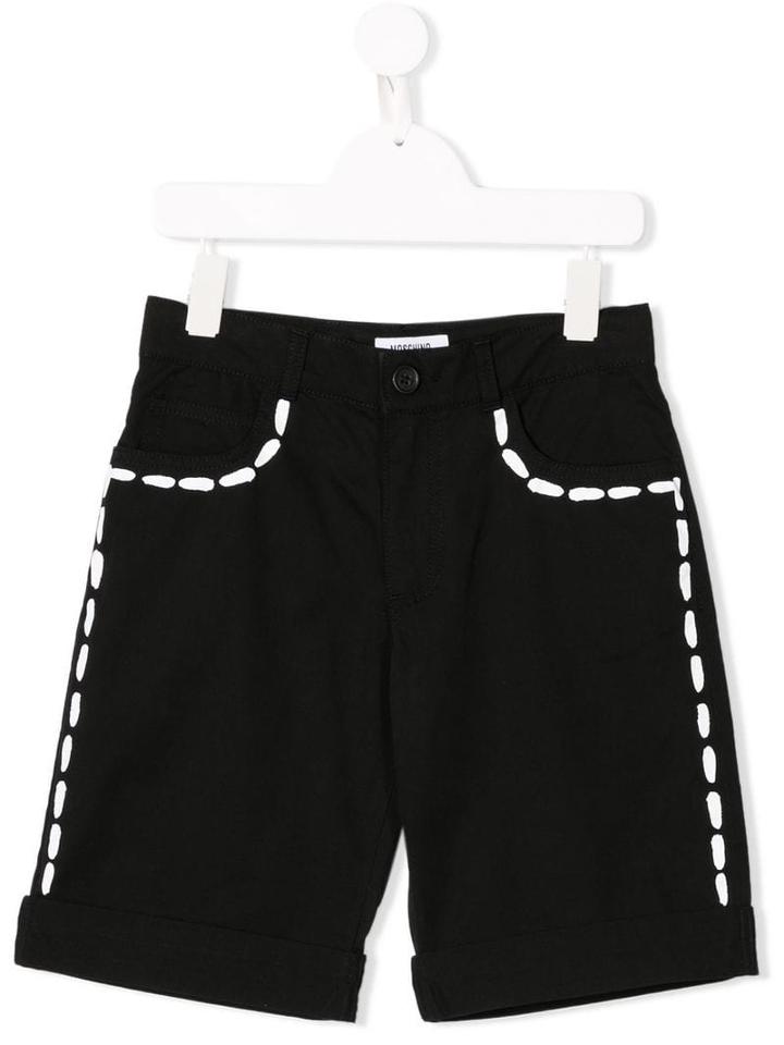 Moschino Kids Teen Contrast Fitted Shorts - Black