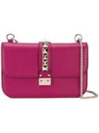 Valentino Valentino Garavani Glam Lock Shoulder Bag, Women's, Pink/purple, Leather/cotton/metal