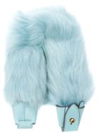 Anya Hindmarch Handle In Aquamarine Long Shearling - Blue
