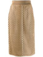Fendi Mesh-effect Leather Skirt - Neutrals
